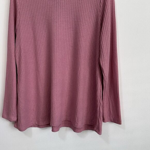 TORRID Popover Top 0 Large Crochet Yoke Mauve Pink Long Sleeve Tee Waffle NEW - Picture 9 of 11
